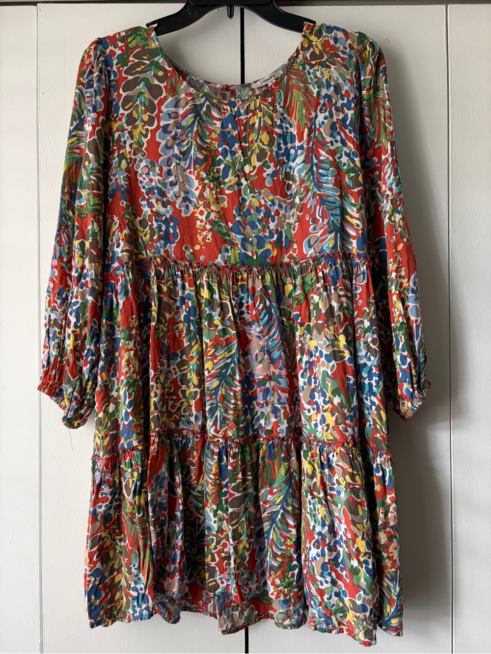JODIFL Multicolor Floral Tiered Long-Sleeve Dress